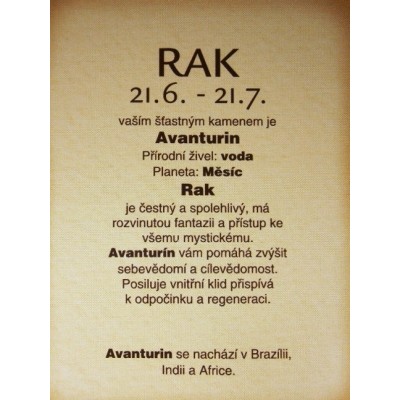 Rak - avanturín valounek